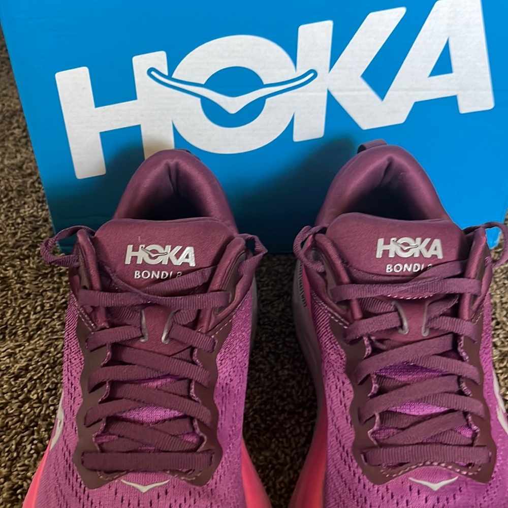 HOKA Bondi 8 Pink Purple White Size 8.5 B